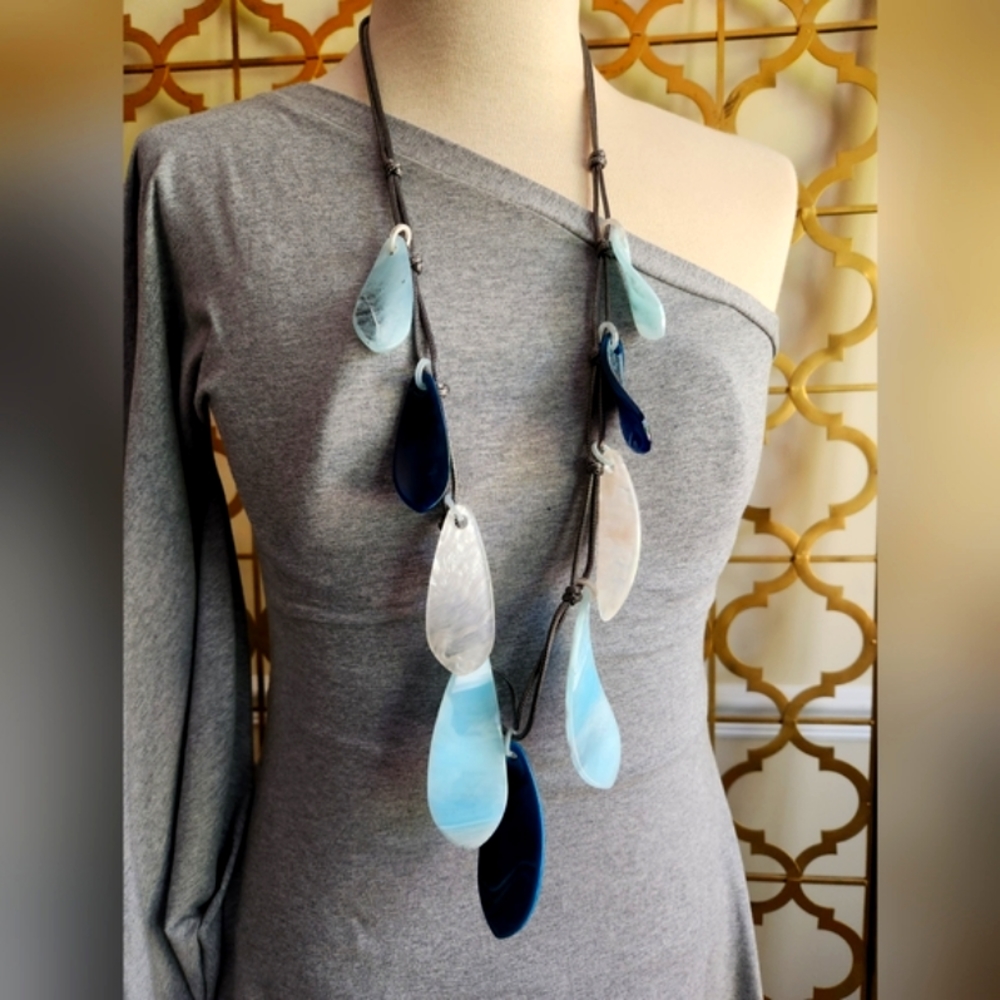 Blue and Grey Resin Necklace